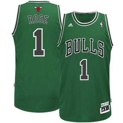 Chicago Bulls #1 Derrick Rose St.Patrick's Day Green Jersey