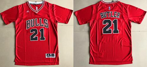 Bulls 21 Jimmy Butler Red Short Sleeve Stitched NBA Jersey
