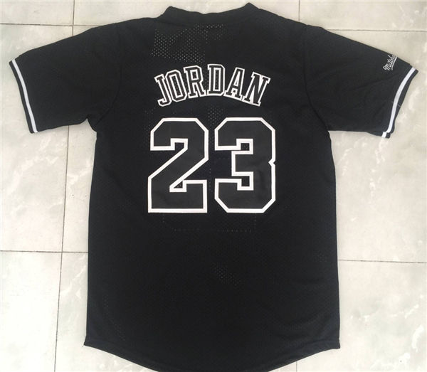 Bulls 23 Michael Jordan Black Short Sleeve Mitchell Ness Jerseys