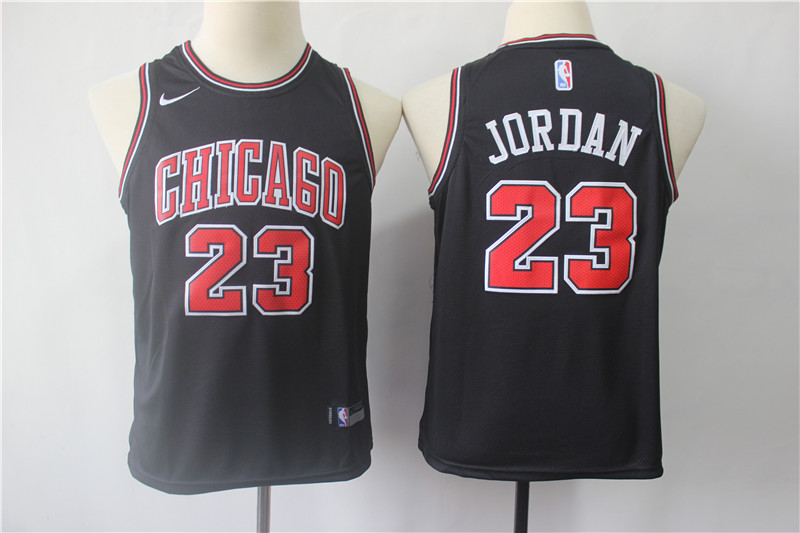 Bulls 23 Michael Jordan Black Youth  Swingman Jersey