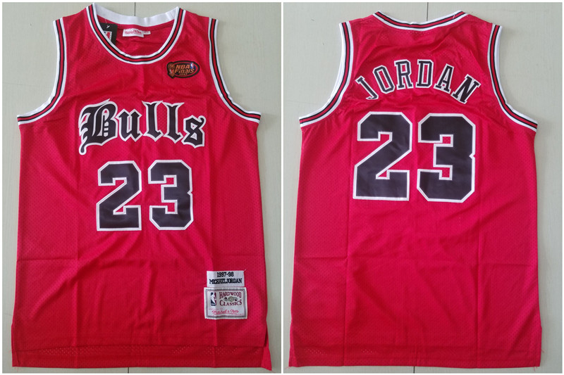 Bulls 23 Michael Jordan Red 1997 NBA Finals Patch 1997 98 Hardwood Classics Jersey