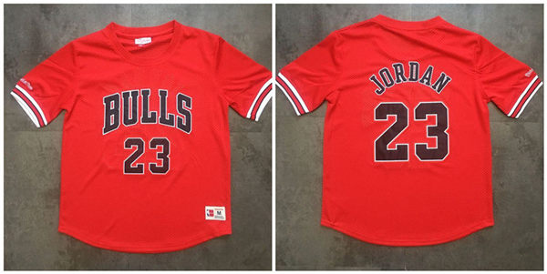 Bulls 23 Michael Jordan Red Short Sleeve Mitchell & Ness Jersey