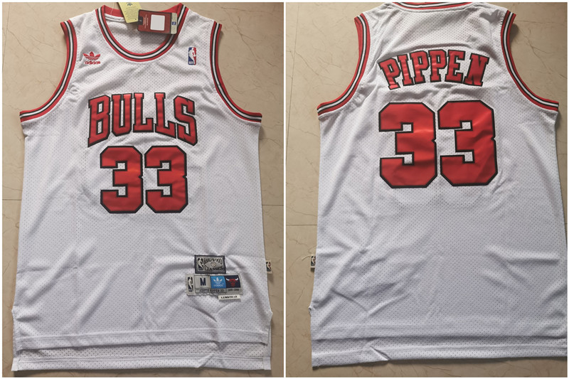 Bulls 33 Scottie Pippen White Hardwood Classics Jersey