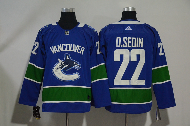 Canucks 22 Daniel Sedin Blue  Jersey