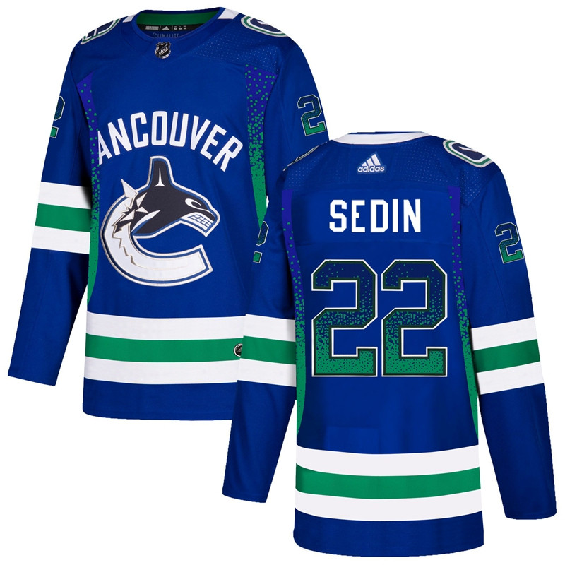 Canucks 22 Daniel Sedini Blue Drift Fashion  Jersey