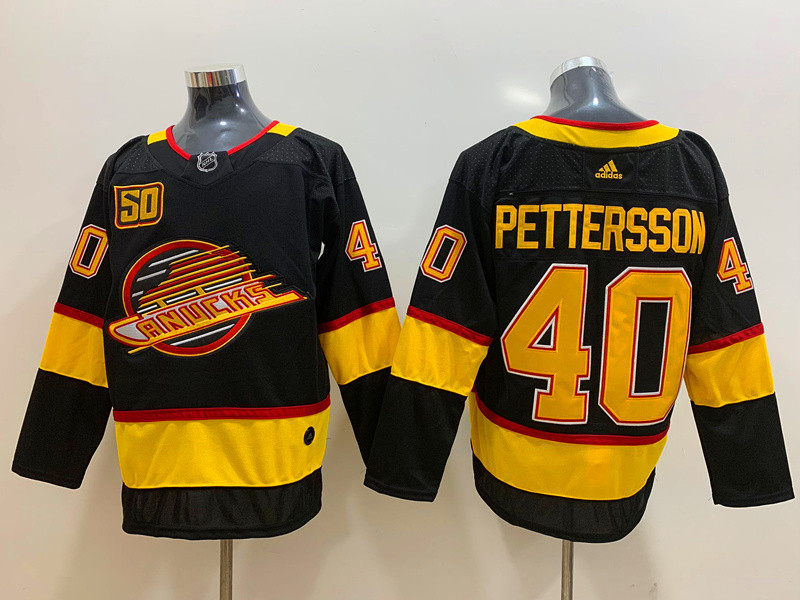 Canucks 40 Elias Pettersson Black 50th Season Adidas Jersey