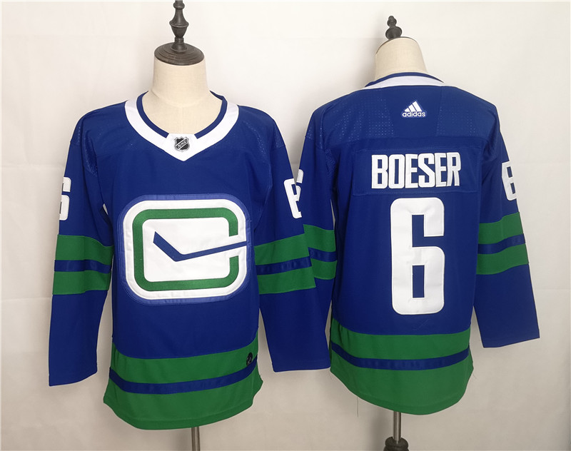 Canucks 6 Brock Boeser Blue Adidas Jersey