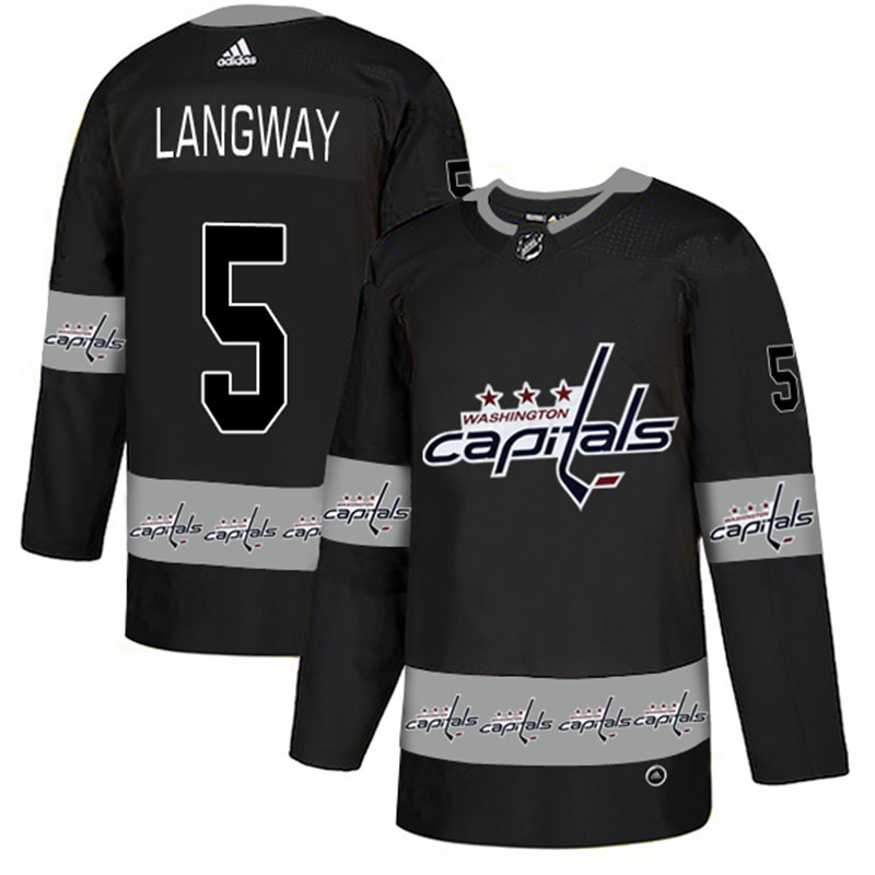 Capitals 5 Rod Langway Black Team Logos Fashion  Jersey