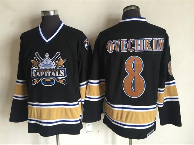 Capitals 8 Alex Ovechkin Black CCM Jersey