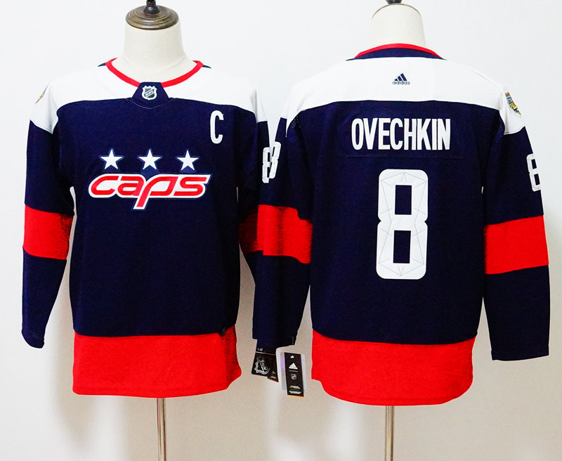 Capitals 8 Alexander Ovechkin Navy Women 2018 NHL Stadium Series  Jersey