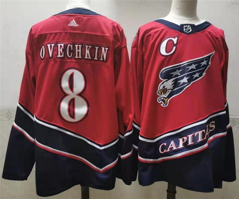 Capitals 8 Alexander Ovechkin Red 2020 21 Reverse Retro Adidas Jersey