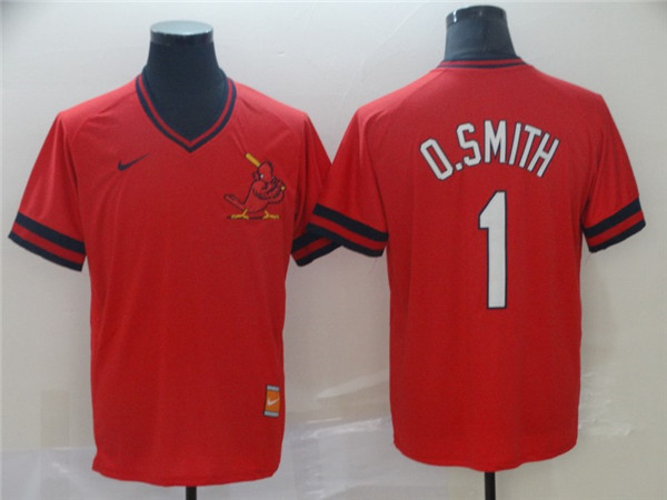 Cardinals 1 O.Smith Red Throwback Jersey