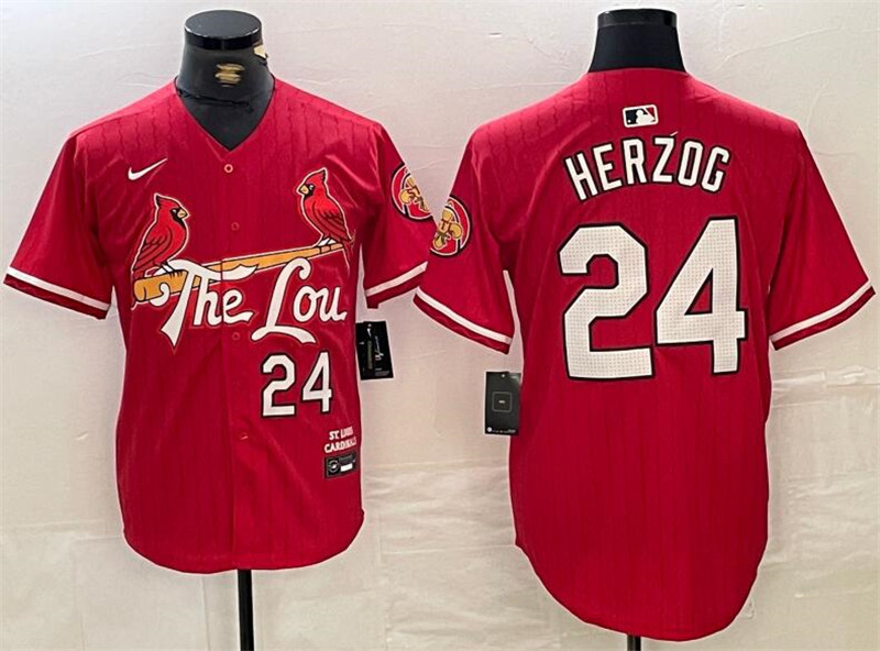 Cardinals 24 Whitey Herzog Red Nike 2024 City Connect Cool Base Jersey