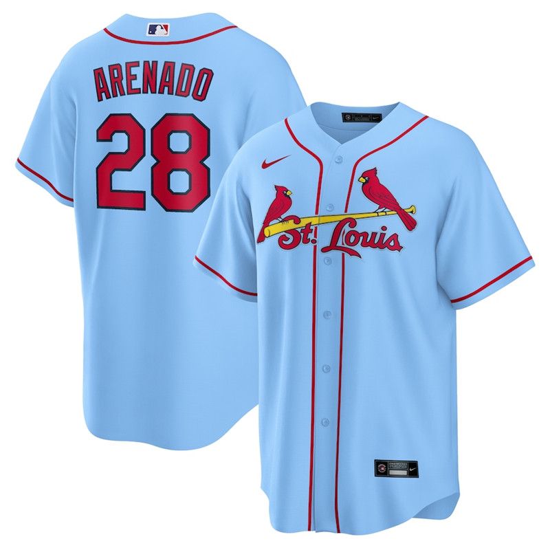 Cardinals 28 Nolan Arenado Light Blue Nike Cool Base Jersey