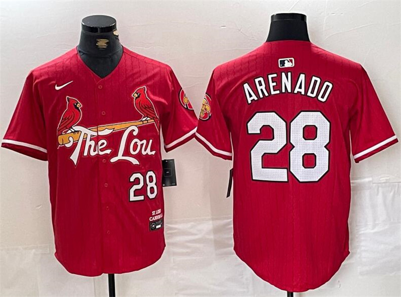 Cardinals 28 Nolan Arenado Red Nike 2024 City Connect Cool Base Jersey