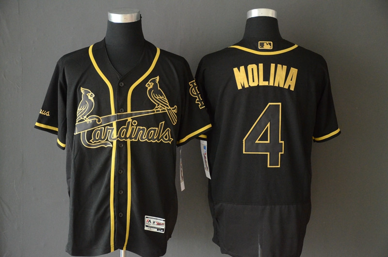 Cardinals 4 Yadier Molina Black Gold Flexbase Jersey