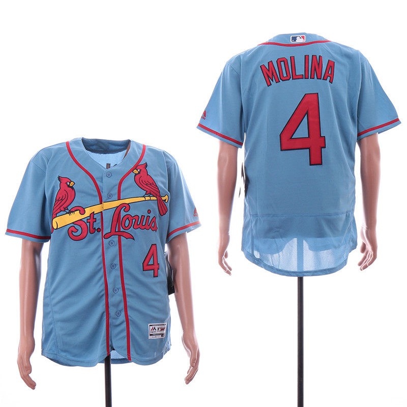 Cardinals 4 Yadier Molina Light Blue Flexbase Jersey