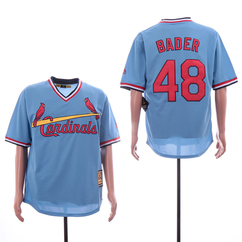 Cardinals 48 Harrison Bader Light Blue Throwback Cool Base Jersey