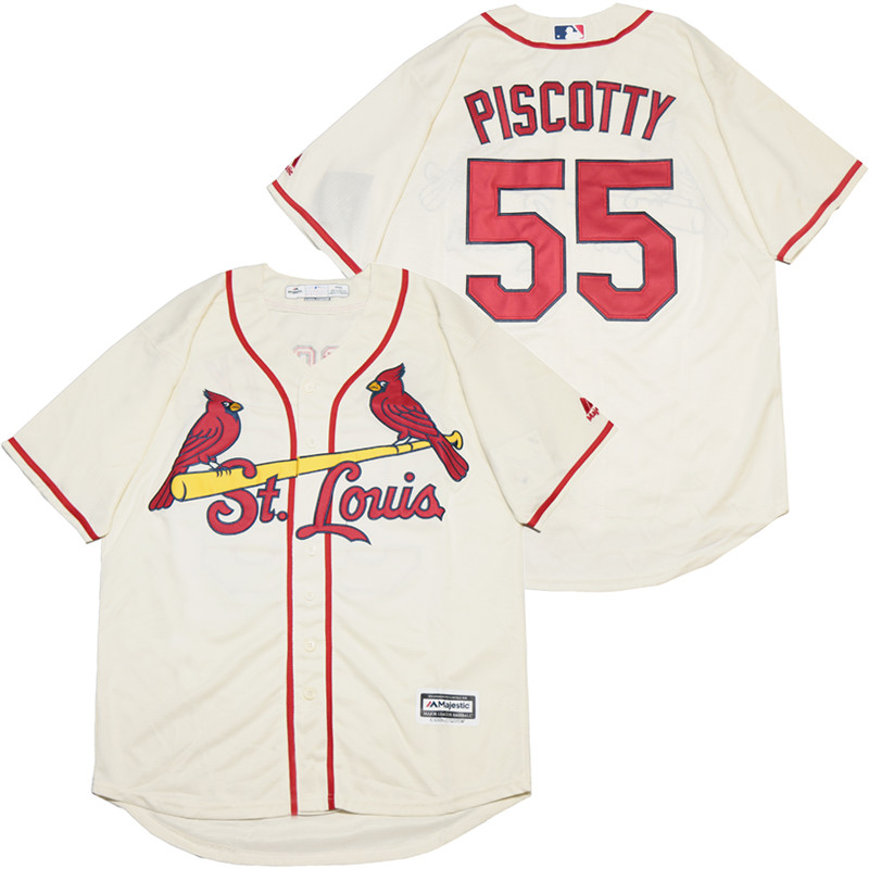 Cardinals 55 Stephen Piscotty Cream Cool Base Jersey
