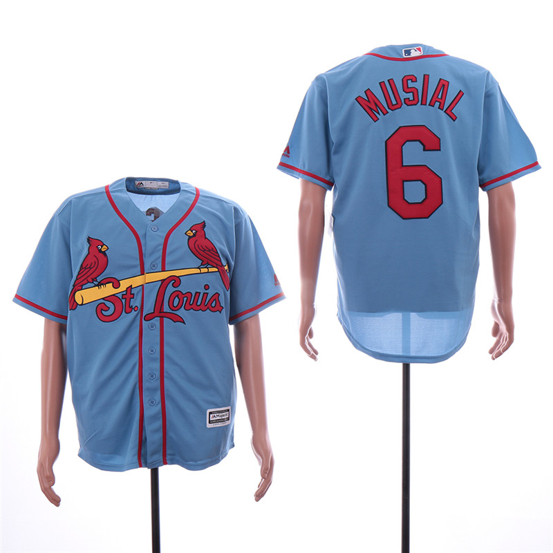 Cardinals 6 Stan Musial Light Blue Cool Base Jersey