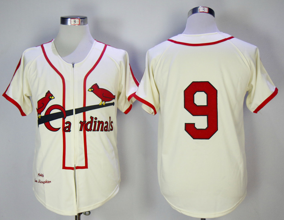 Cardinals 9 Roger Maris Cream 1946 Mitchell & Ness Cream Jersey