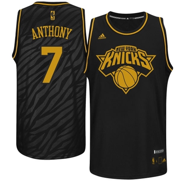 New York Knicks #7 Carmelo Anthony Precious Metals Fashion Swingman Limited Edition Black Jersey