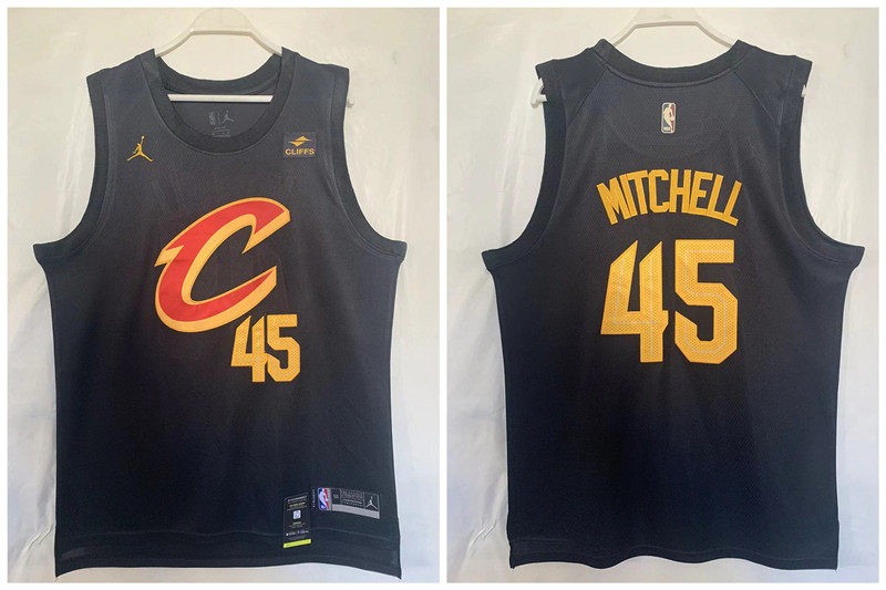 Cavaliers 45 Donovan Mitchell Black 2022 23 Swingman Jersey