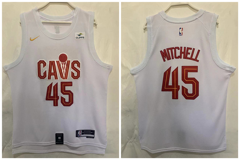 Cavaliers 45 Donovan Mitchell White 2022 23 Nike Swingman Jersey