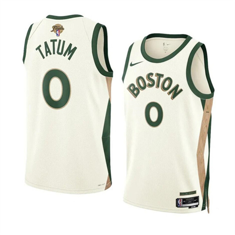 Celtics 0 Jayson Tatum Cream Nike 2024 Finals Swingman Jersey