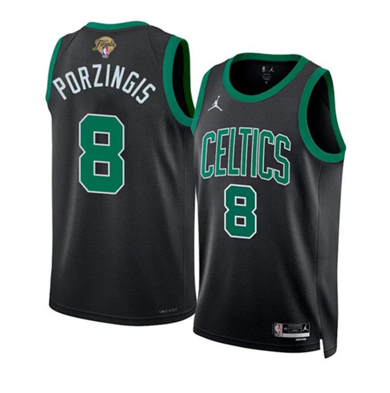 Celtics 8 Kristaps Porzingis Black 2024 Finals Swingman Jersey