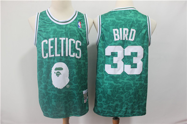 Celtics Bape 33 Larry Bird Green Hardwood Classics Jersey