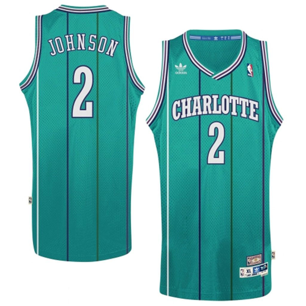 Charlotte Hornets #2 Larry Johnson Hardwood Classics Retro Jersey