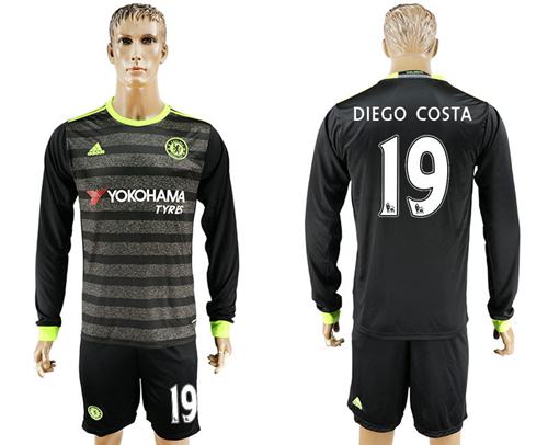 Chelsea 19 Diego Costa Sec Away Long Sleeves Soccer Club Jersey
