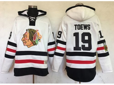 Chicago Blackhawks 19 Jonathan Toews White Sawyer Hooded Sweatshirt 2017 Winter Classic Stitched NHL Jersey