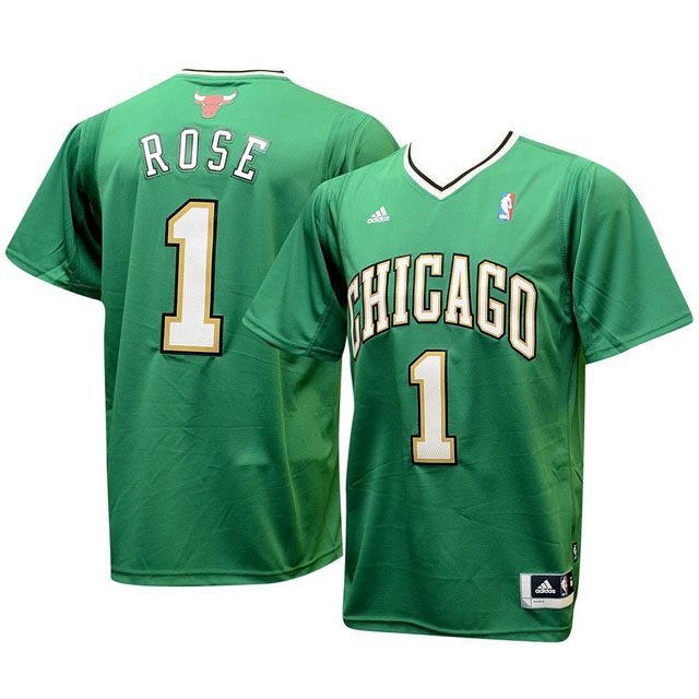 Chicago Bulls 1 Derrick Rose 2014 St Patricks Day Swingman Green Jersey