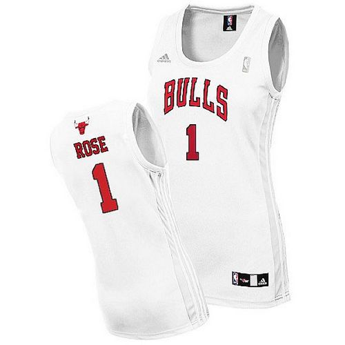 Chicago Bulls 1 Derrick Rose Swingman women Home White Jersey