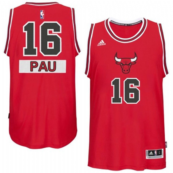 Chicago Bulls 16 Pau Gasol Christmas Day Big Logo Swingman Red Jersey