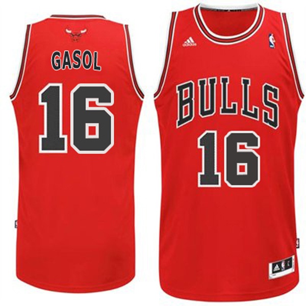 Chicago Bulls 16 Pau Gasol Revolution 30 Swingman Road Red Jersey
