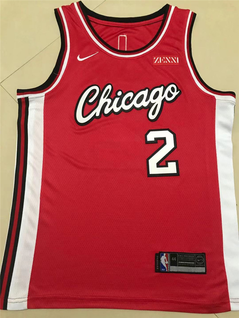 Chicago Bulls 2 Lonzo Ball Jersey 2021 22 Red City Edition Swingman jersey