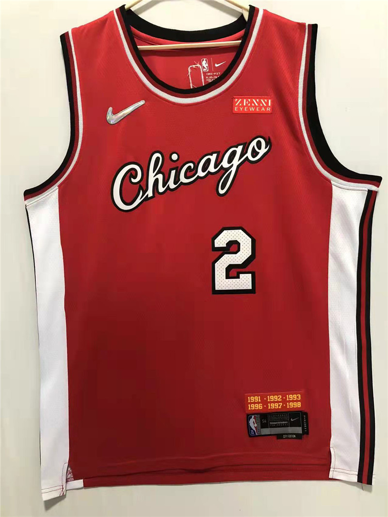Chicago Bulls 2 Lonzo Ball Red Diamond City Edition Swingman jersey