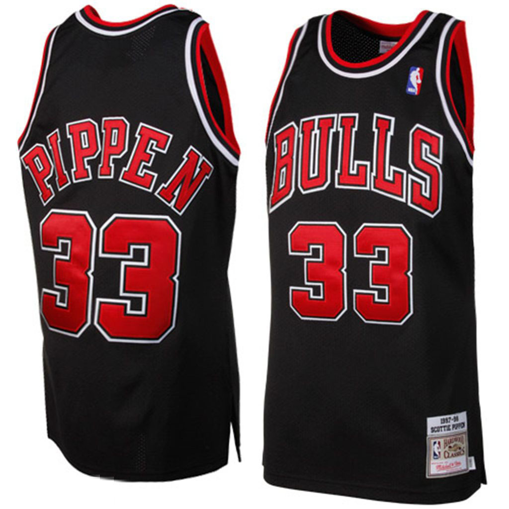 Scottie Pippen Chicago Bulls 1997 1998 Throwback Authentic Jersey   Black