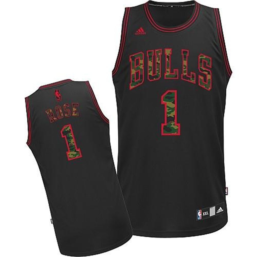 Chicago Bulls #1 Derrick Rose Camo Fashion Swingman Jersey