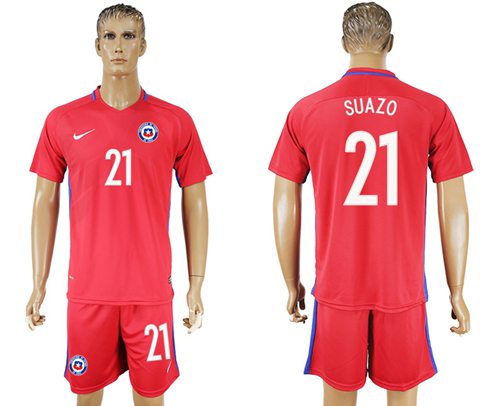 Chile 21 Suazo Home Soccer Country Jersey
