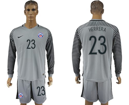 Chile 23 Herrera Grey Goalkeeper Long Sleeves Soccer Country Jersey