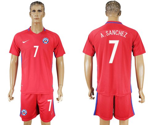 Chile 7 A Sanchez Home Soccer Country Jersey