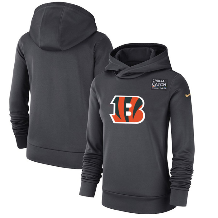 Cincinnati Bengals Anthracite Women's  Crucial Catch Performance Hoodie