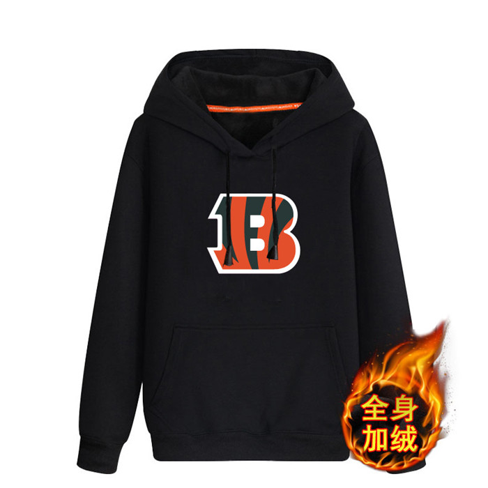 Cincinnati Bengals Black Men's Winter Thick NFL Pullover Hoodie