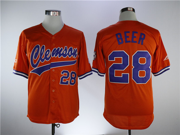 Clemson Tigers 28 Seth Beer Orange College Baseball Jersey