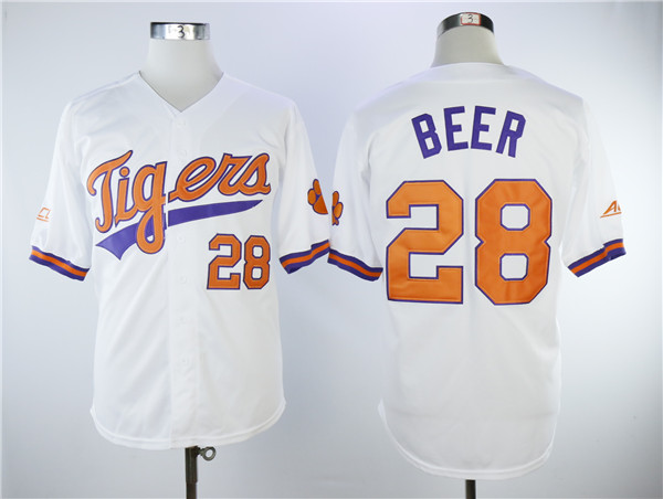 Clemson Tigers 28 Seth Beer White College Baseball Jersey