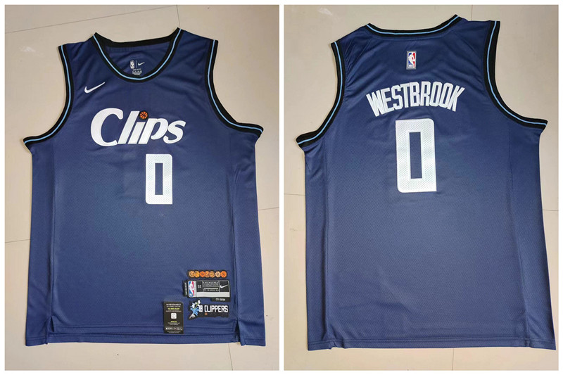 Clippers 0 Russell Westbrook Navy Nike 2023 24 City Edition Swingman Jersey